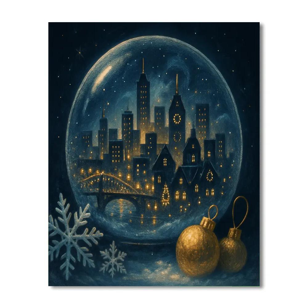Snow Globe City Skyline With Magic Mist Numbered painting kits