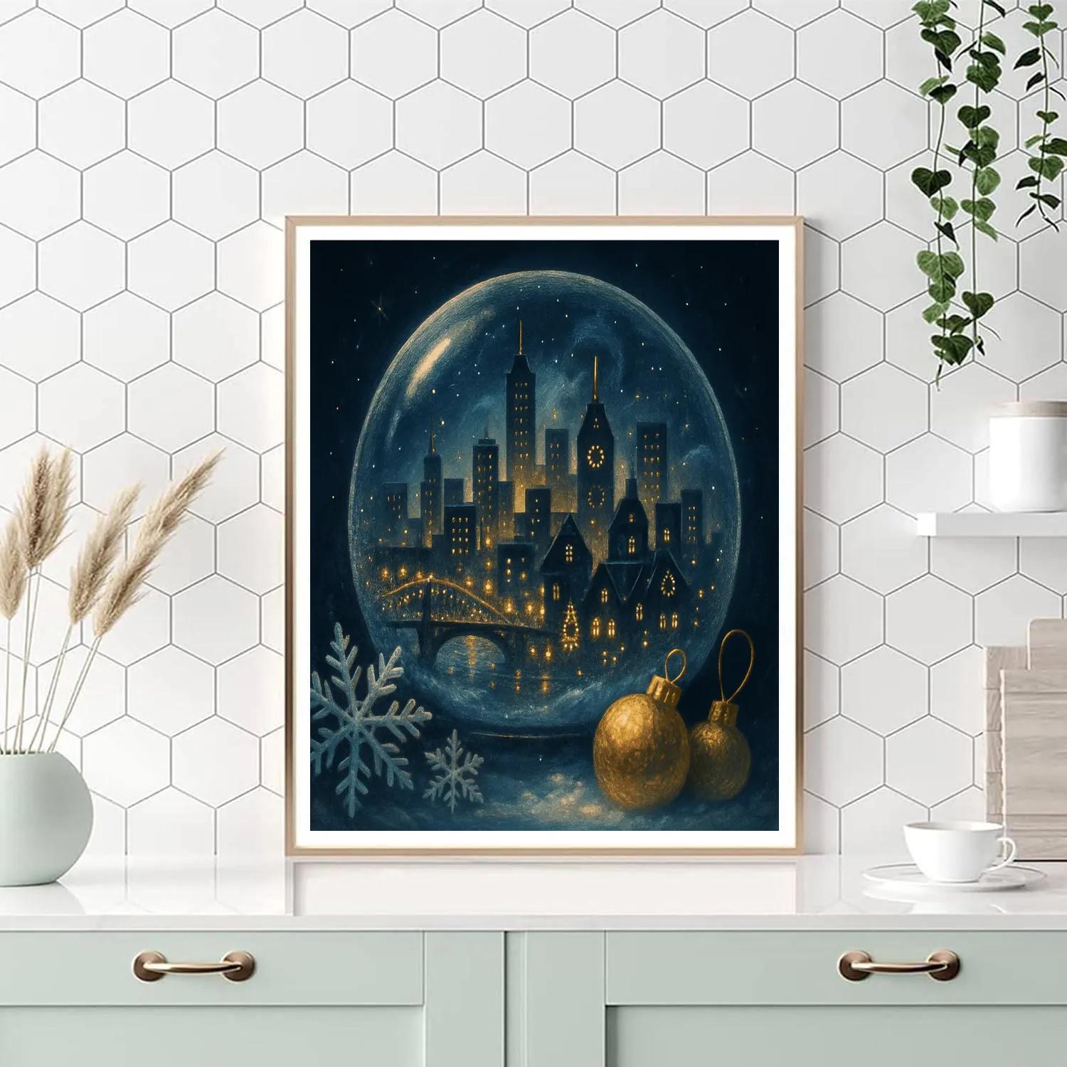 Snow Globe City Skyline With Magic Mist Numbered painting kits