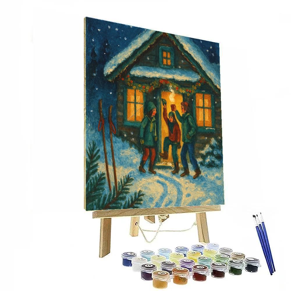 Ski Lodge Lantern Path With Cocoa Steam Paint by numbers kits