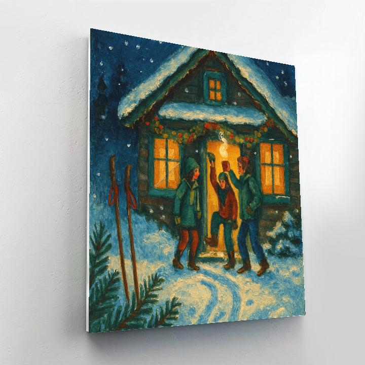 Ski Lodge Lantern Path With Cocoa Steam Paint by numbers kits