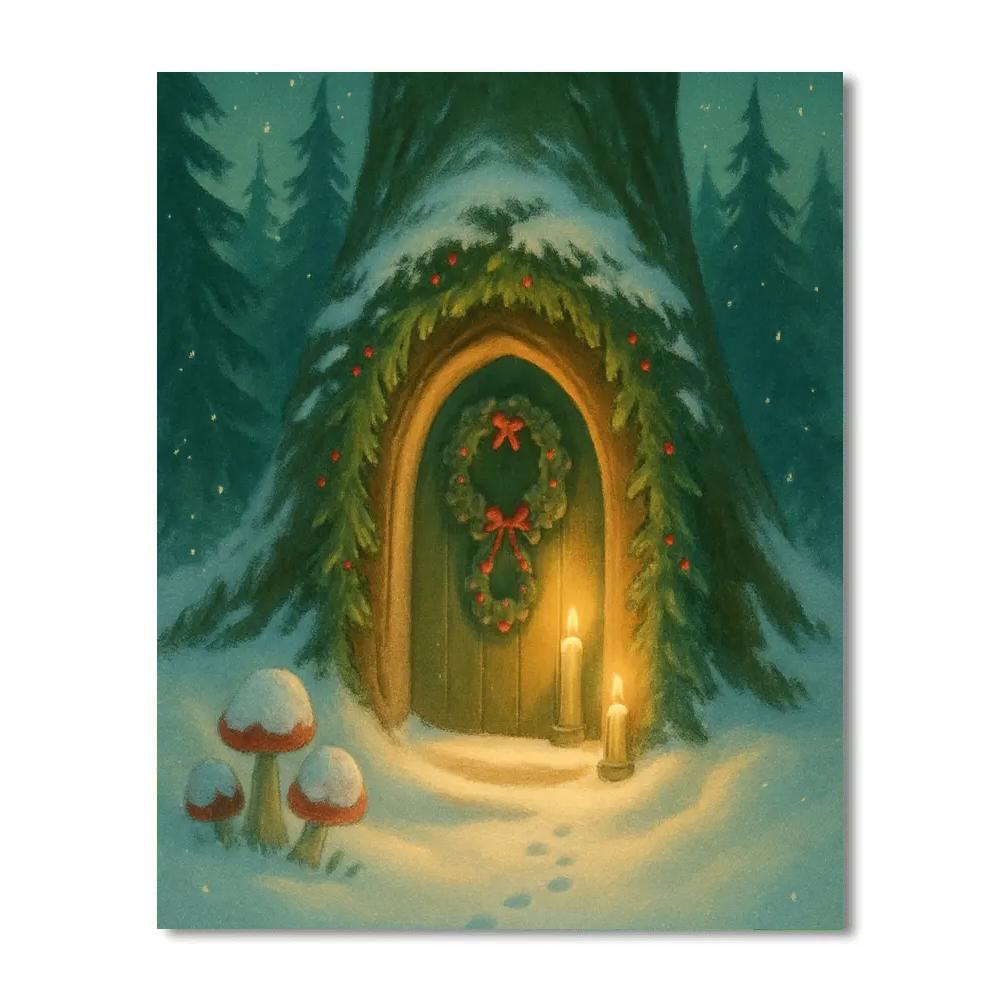 Woodland Doorway With Evergreen Archway Glow DIY paint by numbers