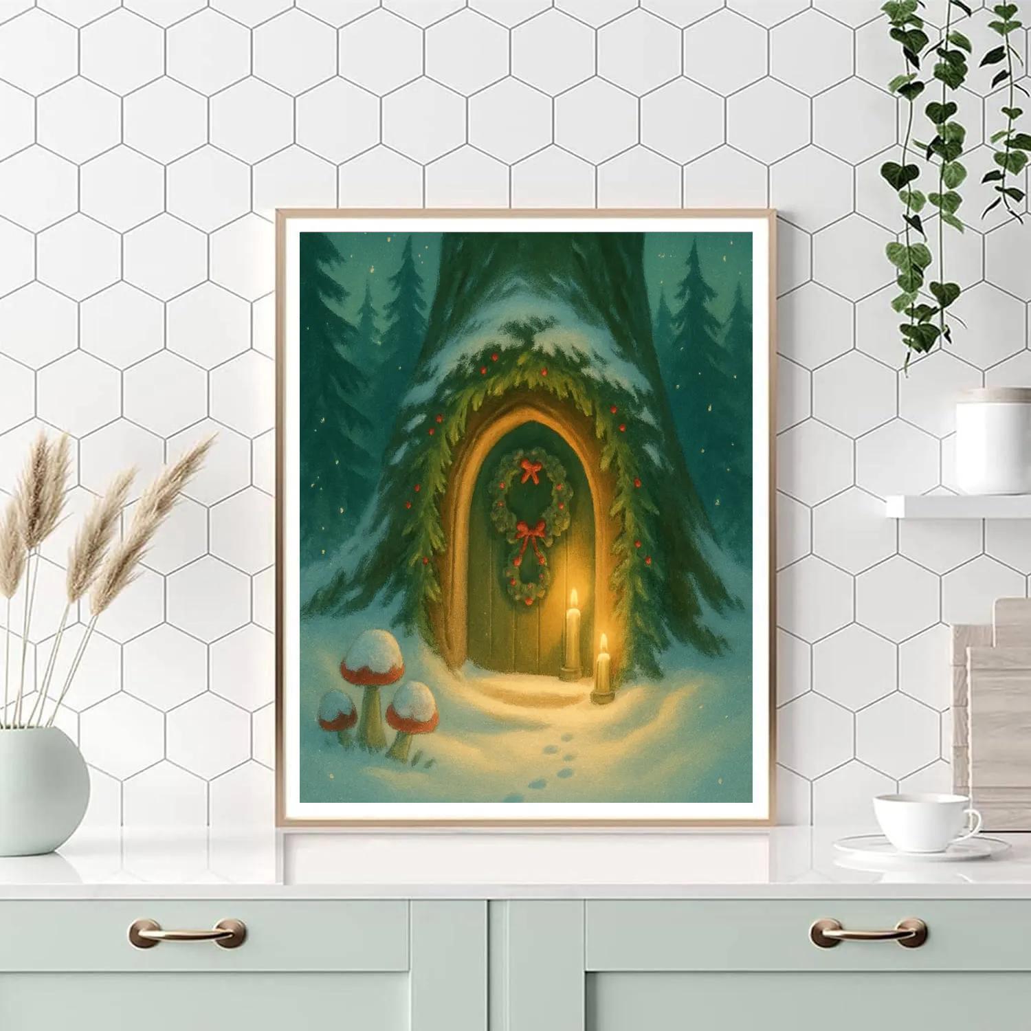 Woodland Doorway With Evergreen Archway Glow DIY paint by numbers
