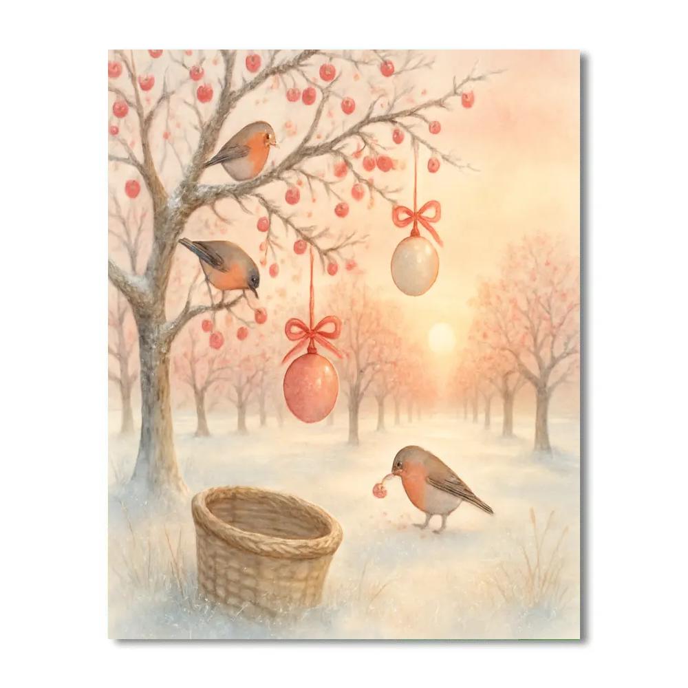 Christmas Morning Sunrise Over Iced Orchard DIY paint by numbers