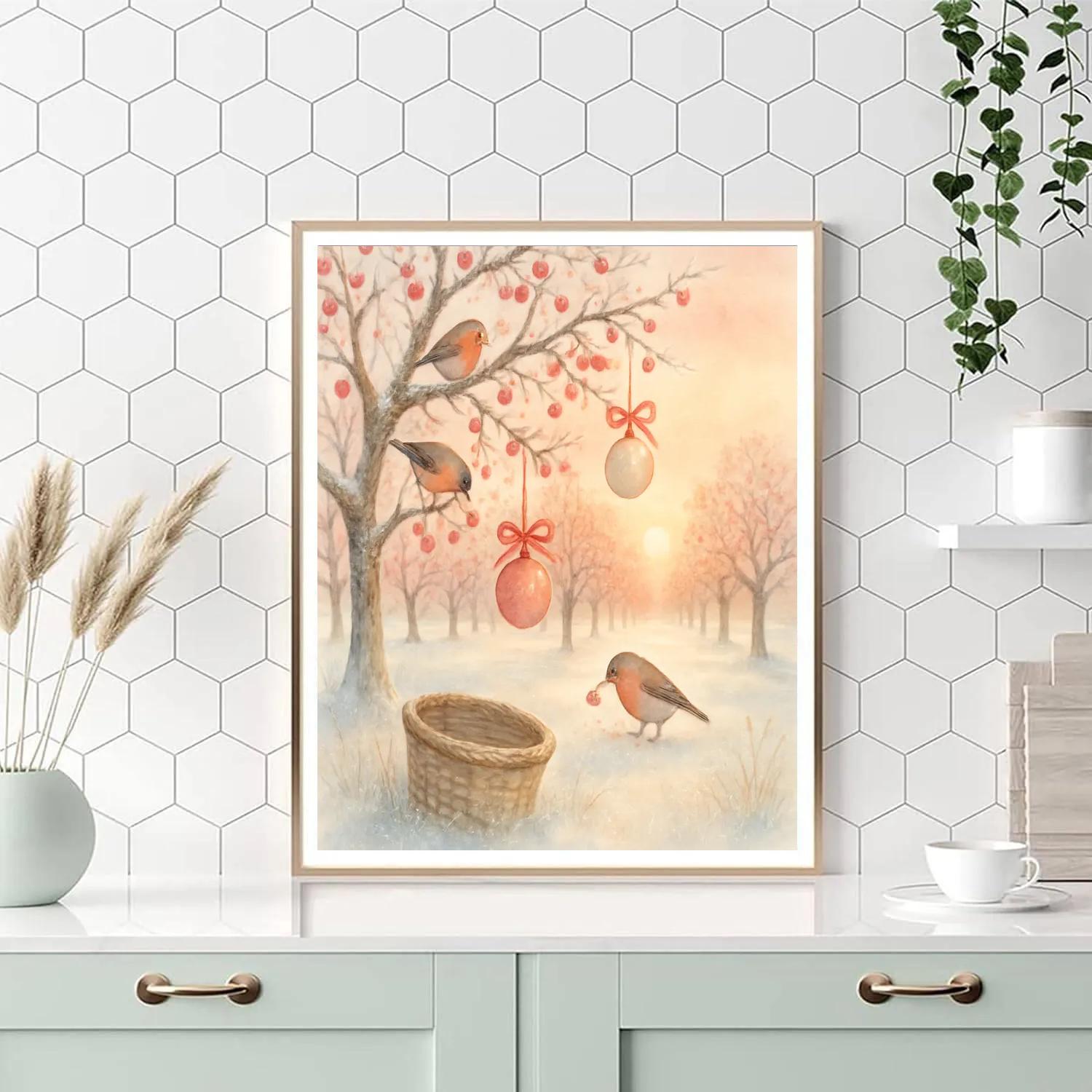 Christmas Morning Sunrise Over Iced Orchard DIY paint by numbers