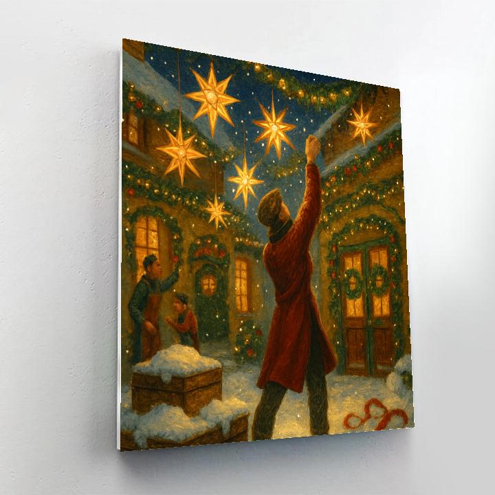 Holiday Workshop Courtyard With Spinning Wind Stars paint by color