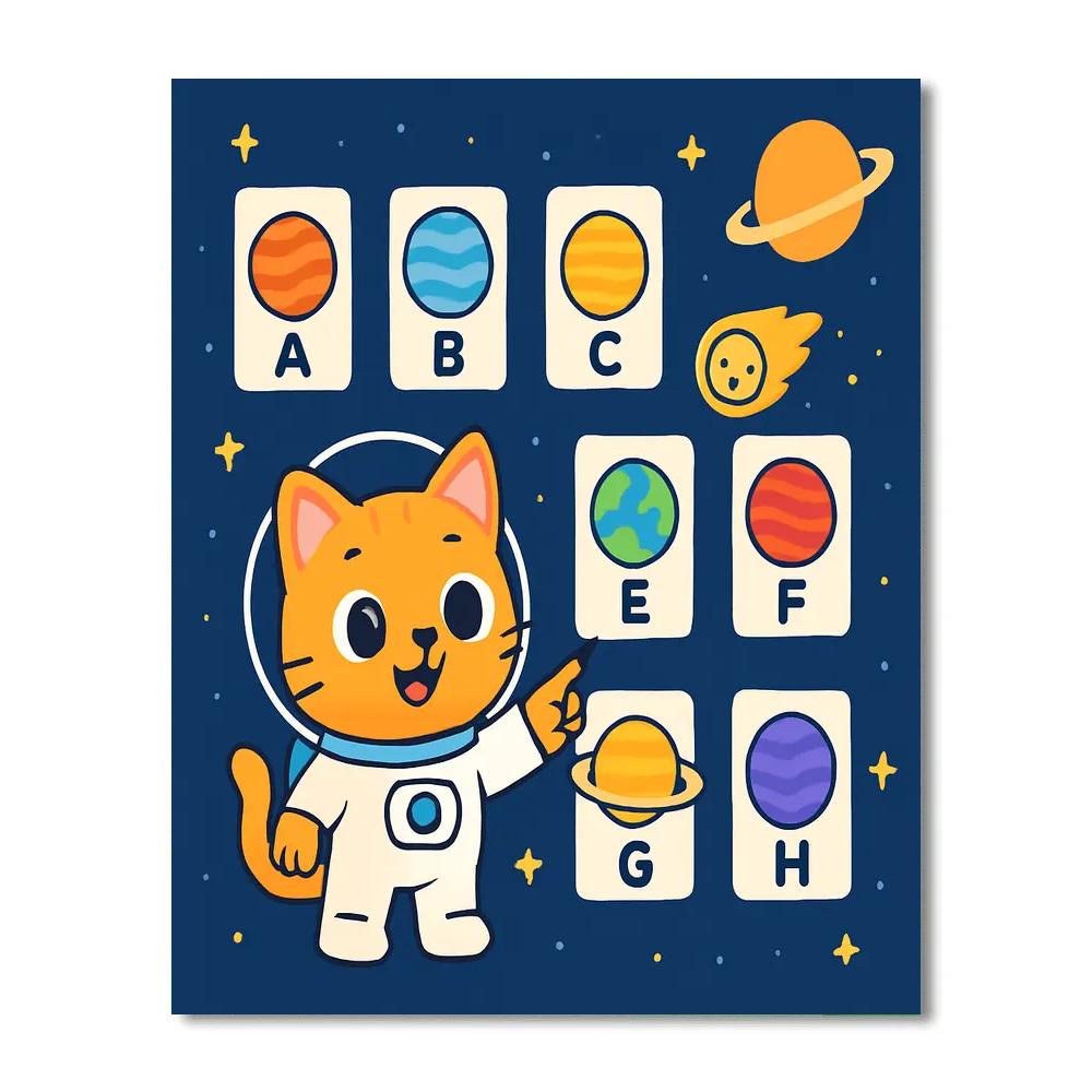 Comet Classroom Cat And The Planet Alphabet Paint by numbers art