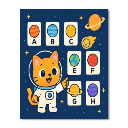 Comet Classroom Cat And The Planet Alphabet Paint by numbers art