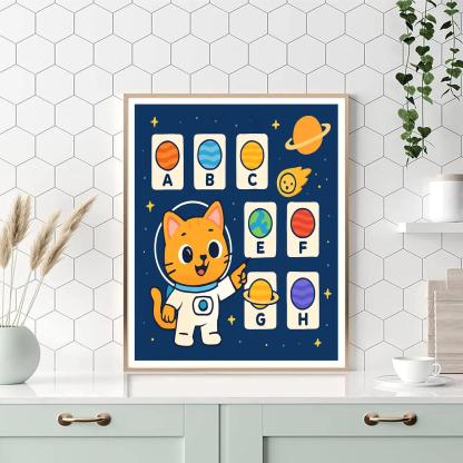 Comet Classroom Cat And The Planet Alphabet Paint by numbers art