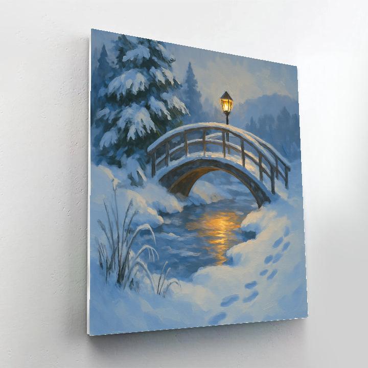 Lantern Curve Over The Frozen Stream paint by number