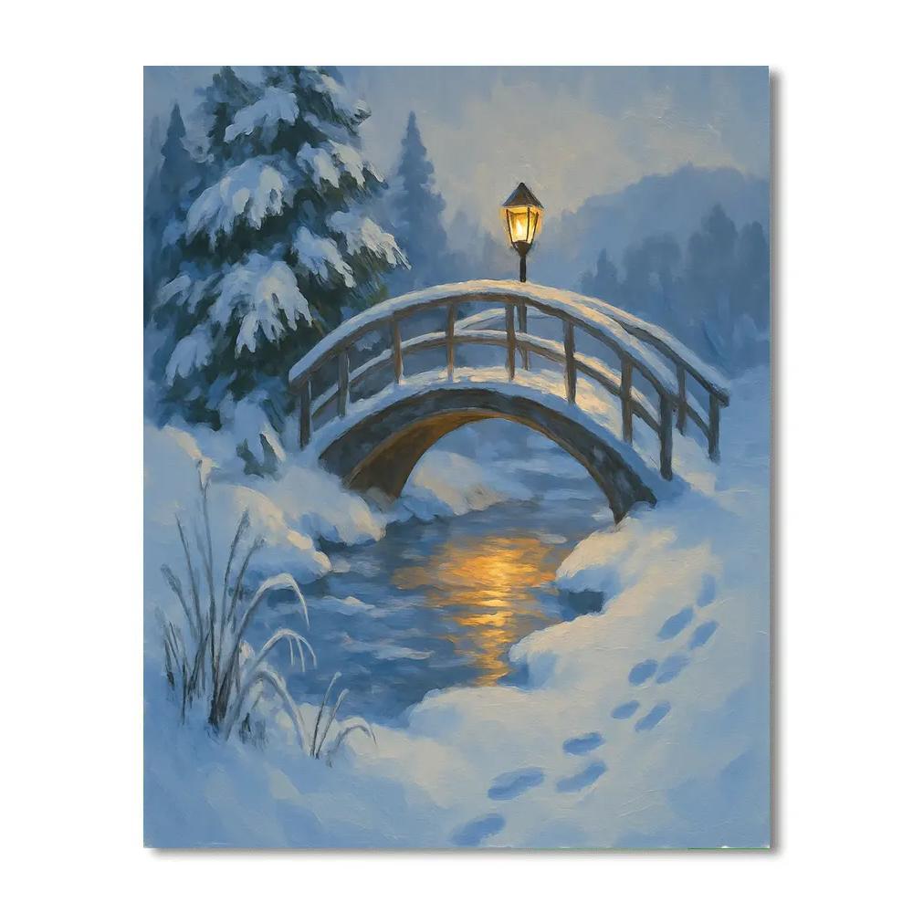 Lantern Curve Over The Frozen Stream paint by number