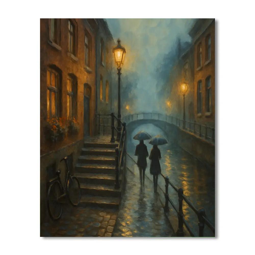 Lantern Mist On The Canal Steps paint by numbers