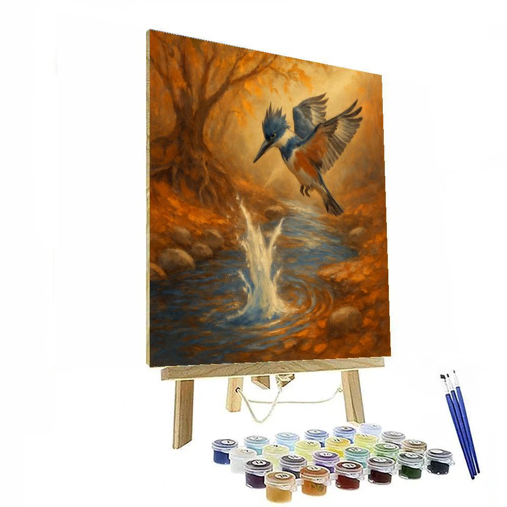 Kingfisher Splash Over The Amber Creek Bend Number painting