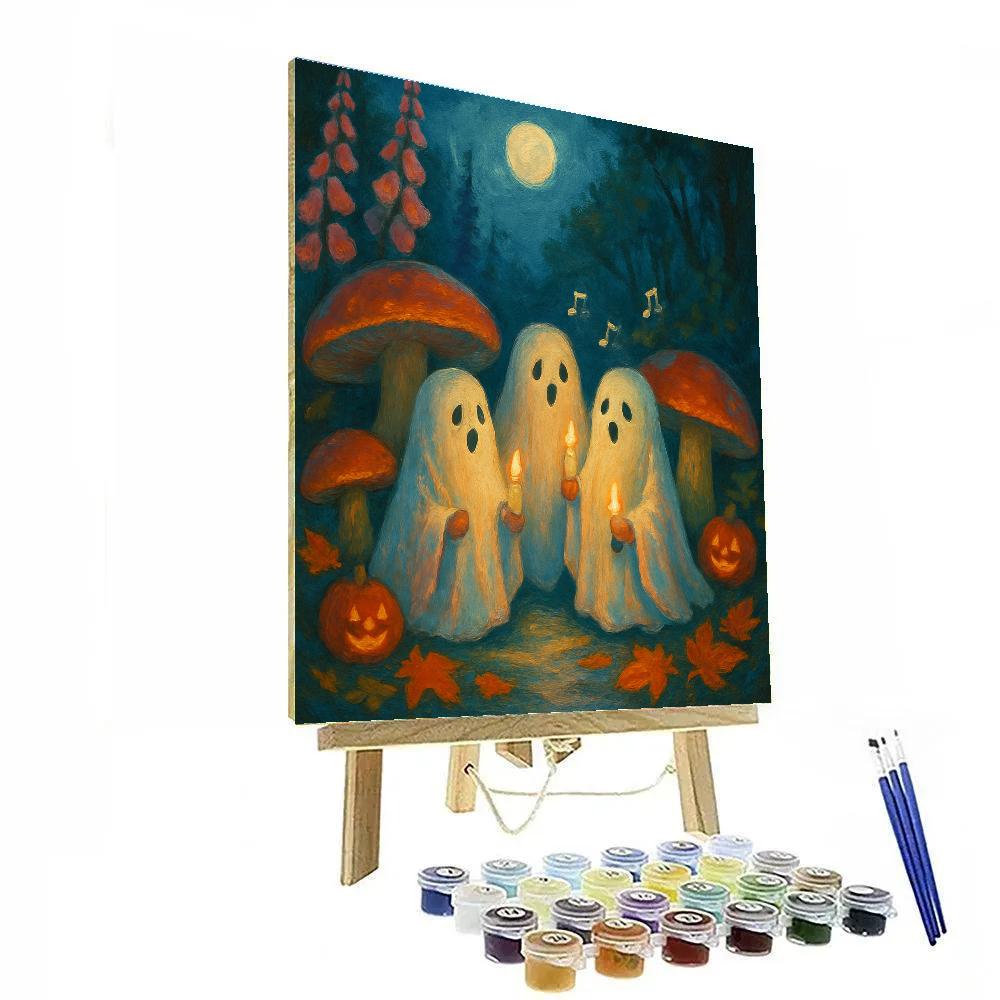 Midnight Mushroom Garden With Candlelit Ghost Choir DIY paint by numbers