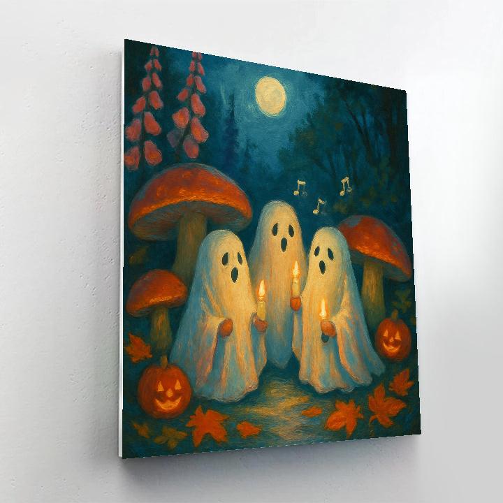 Midnight Mushroom Garden With Candlelit Ghost Choir DIY paint by numbers
