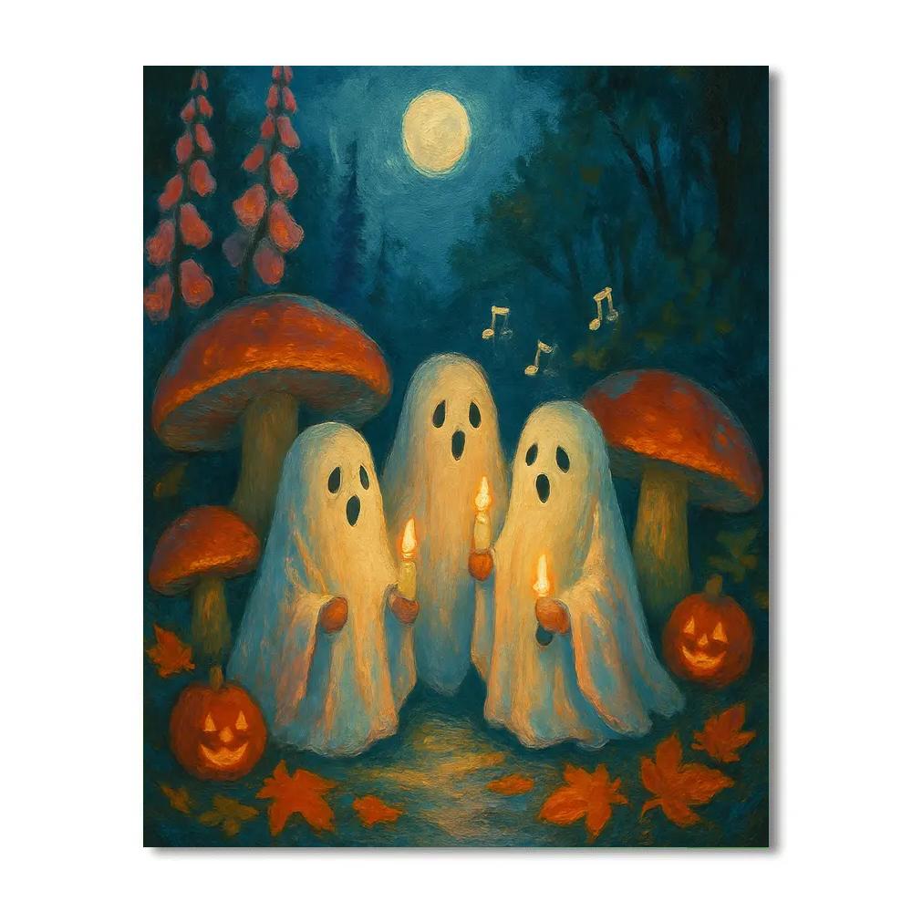 Midnight Mushroom Garden With Candlelit Ghost Choir DIY paint by numbers