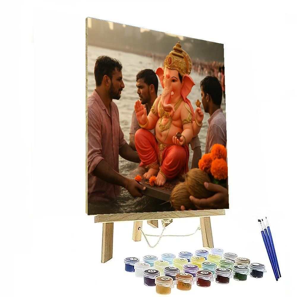 Ganesh Chaturthi Immersion On Mumbai Seafront painting number kit