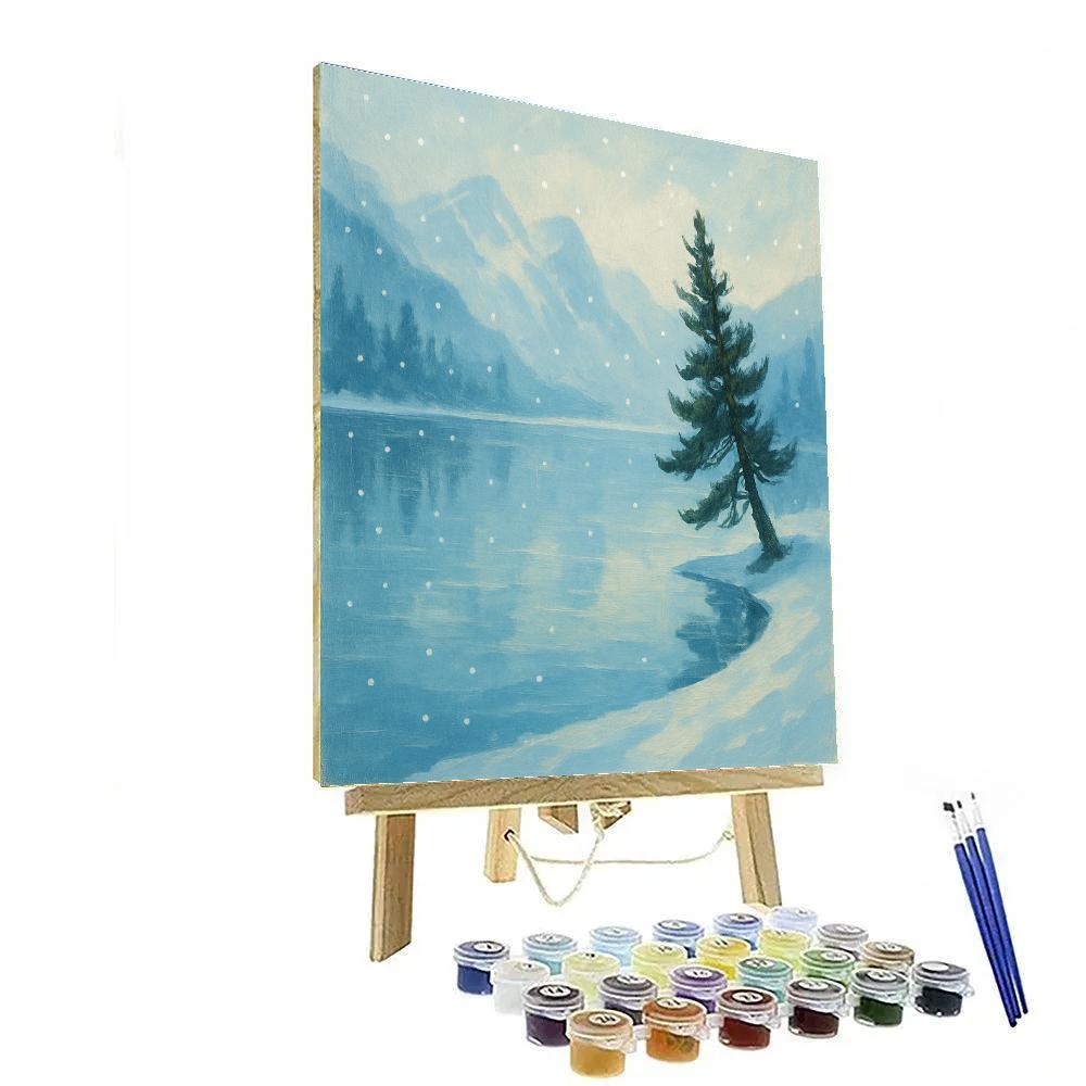 Alpine Glass Lake At First Snowfall Number painting