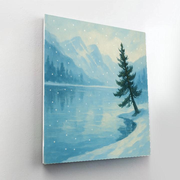 Alpine Glass Lake At First Snowfall Number painting