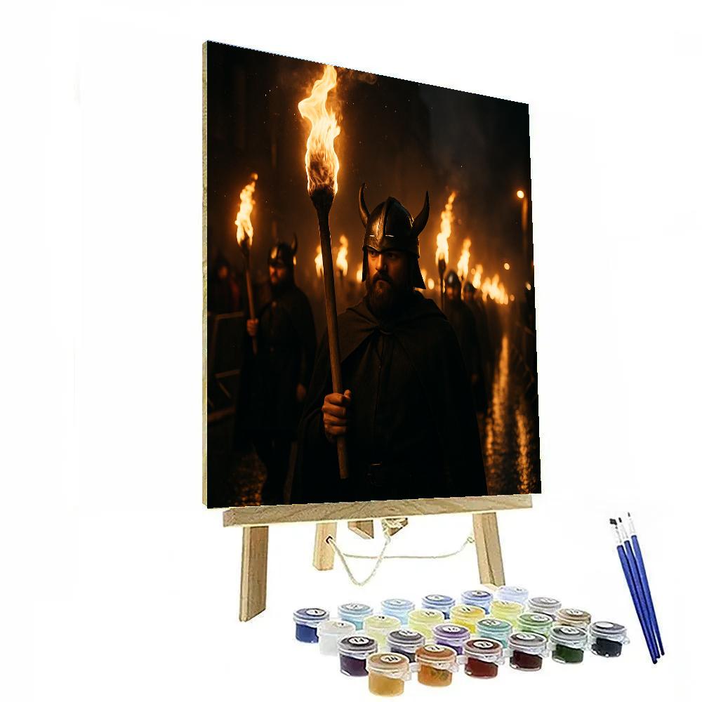 Up Helly Aa Torchlight Parade Lerwick Shetland Paint by numbers art