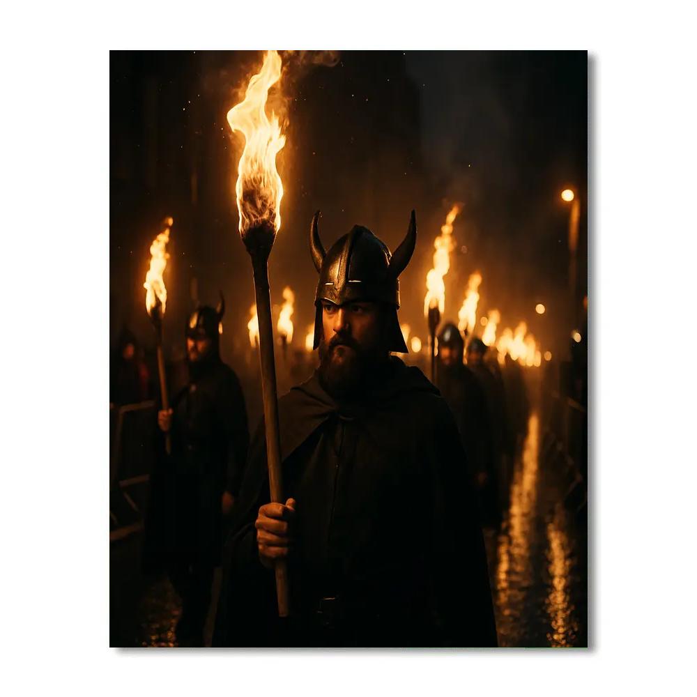 Up Helly Aa Torchlight Parade Lerwick Shetland Paint by numbers art