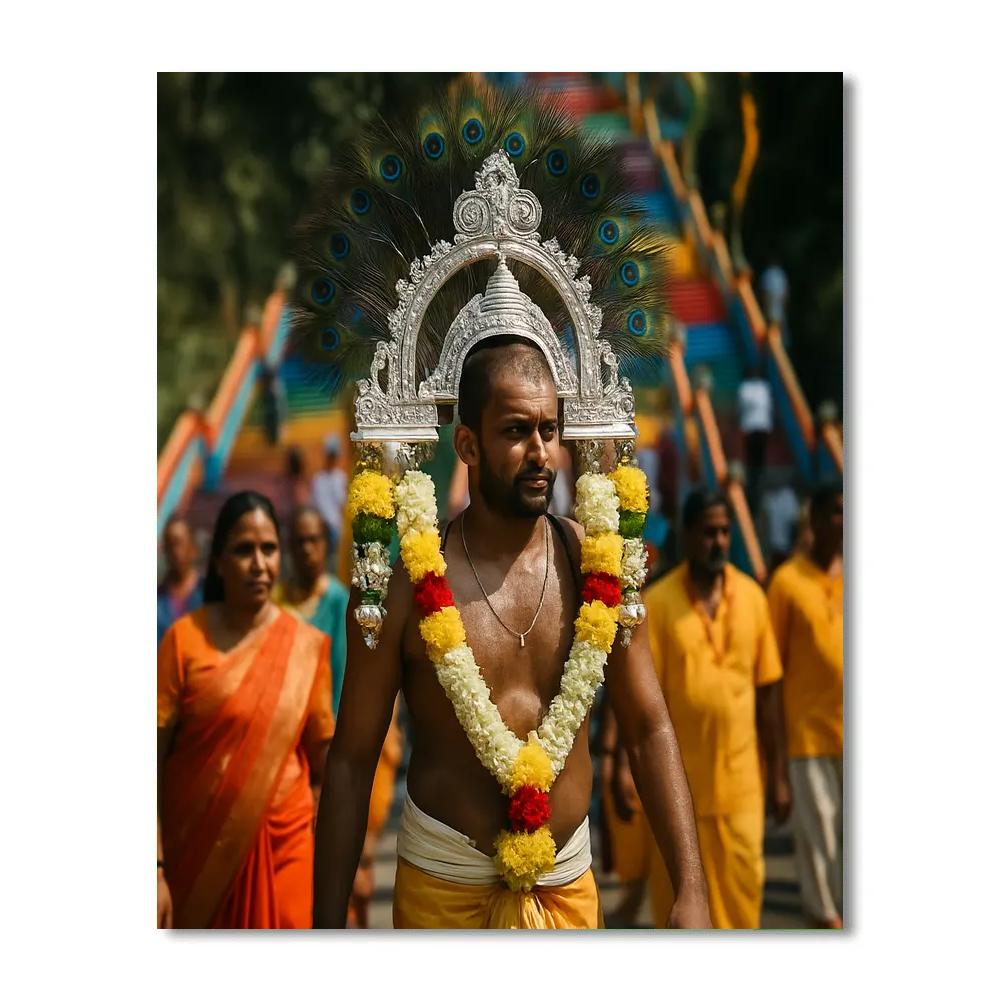 Thaipusam Kavadi Walk At Batu Caves Malaysia Painting by numbers kit