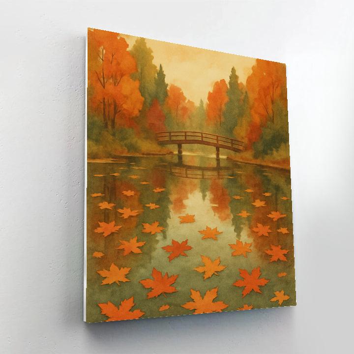 Autumn Mirror Lake With Floating Maple Stars Paint by numbers art