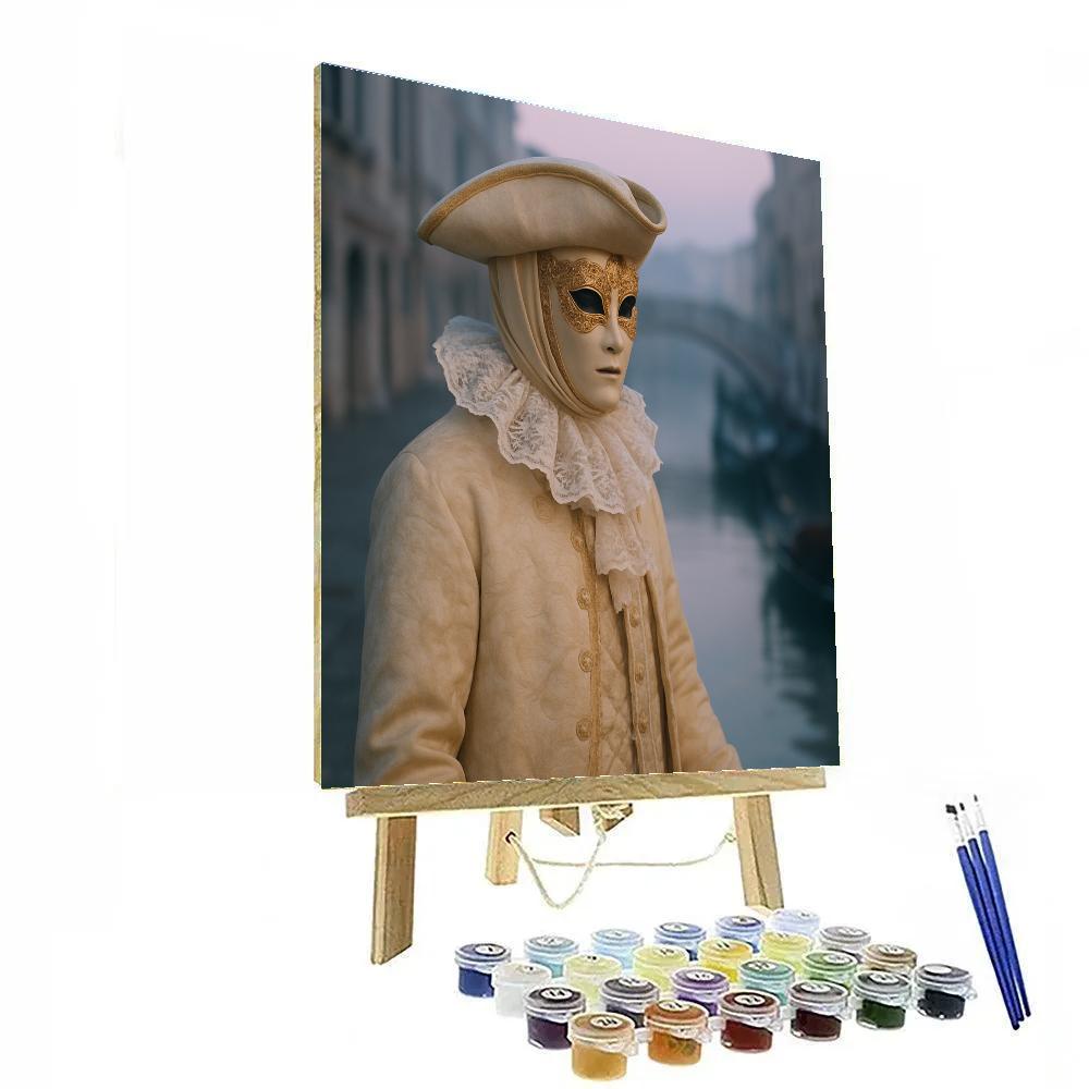 Venice Carnival Masked Stroll At Dawn paint by color