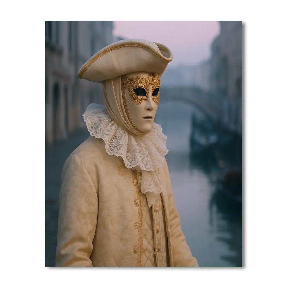Venice Carnival Masked Stroll At Dawn paint by color