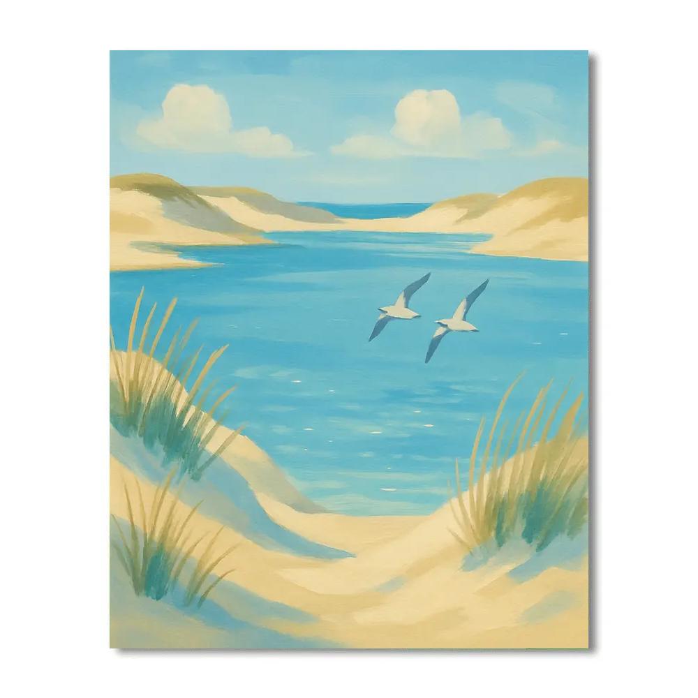 Seaside Lake Dunes At Quiet Blue Noon painting number kit