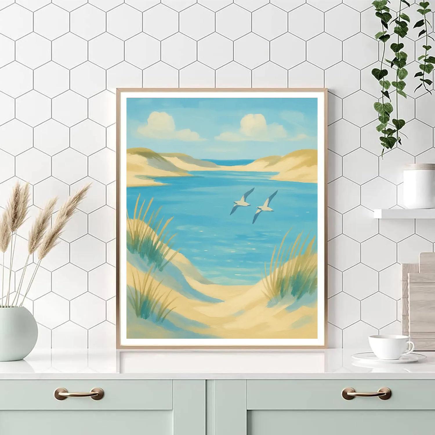 Seaside Lake Dunes At Quiet Blue Noon painting number kit