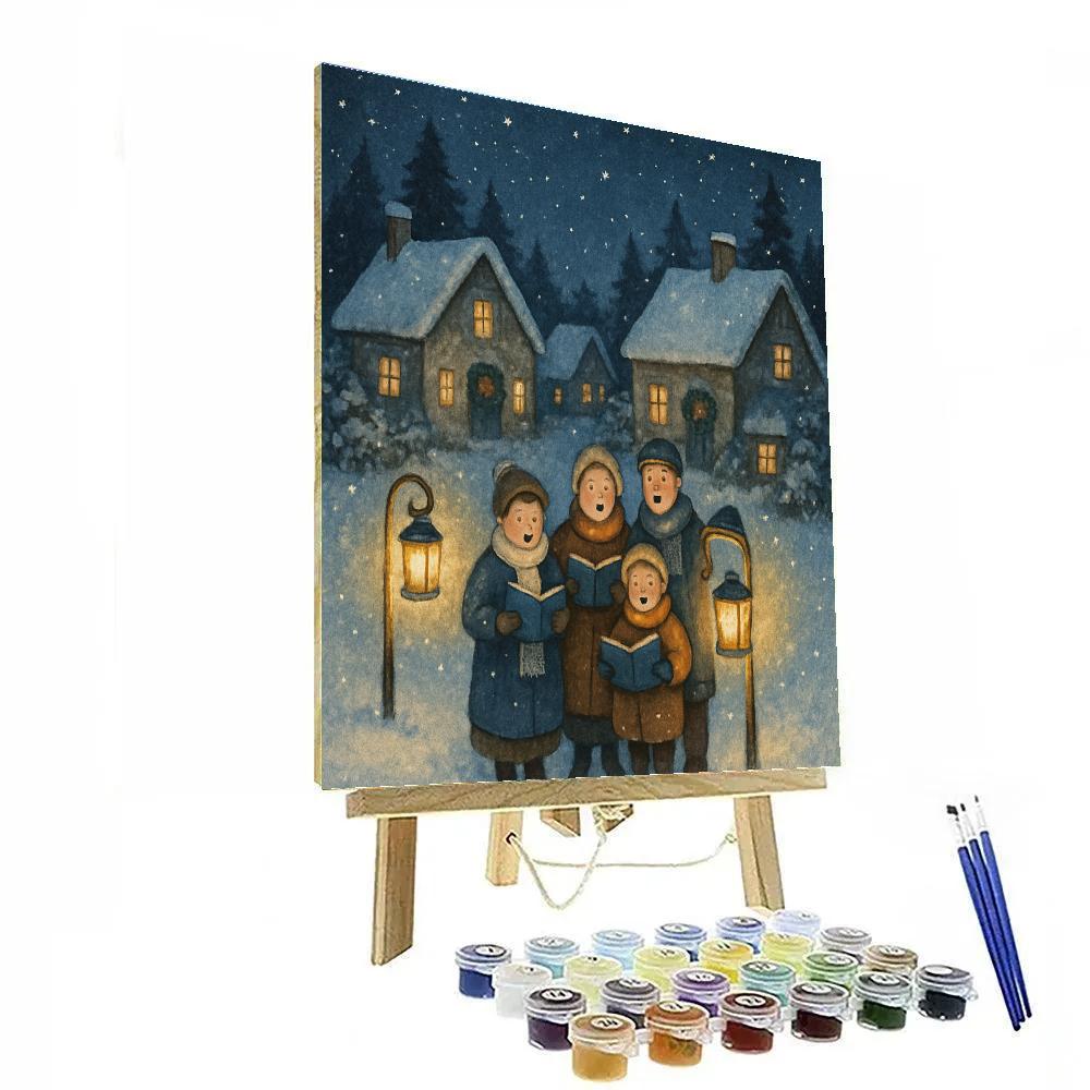 Midnight Carolers In Lantern Snow Painting by numbers kit