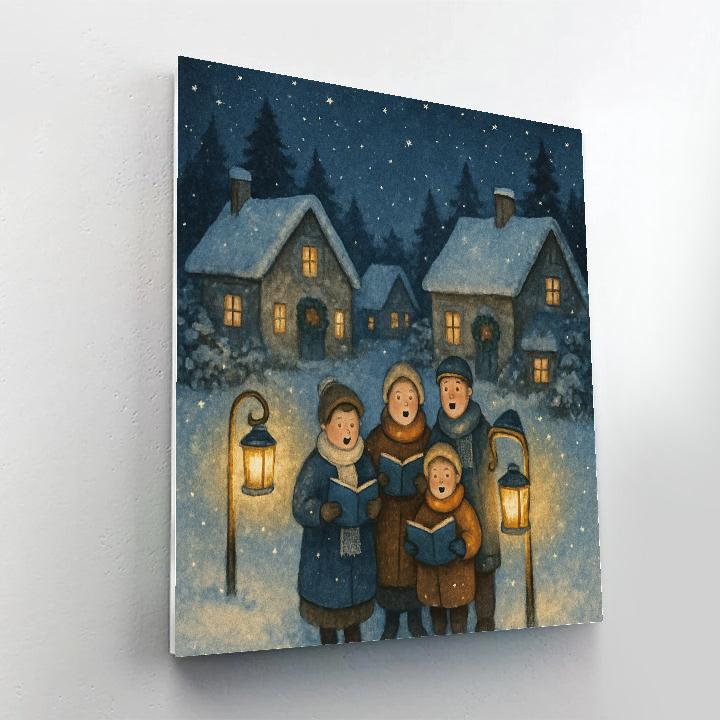 Midnight Carolers In Lantern Snow Painting by numbers kit