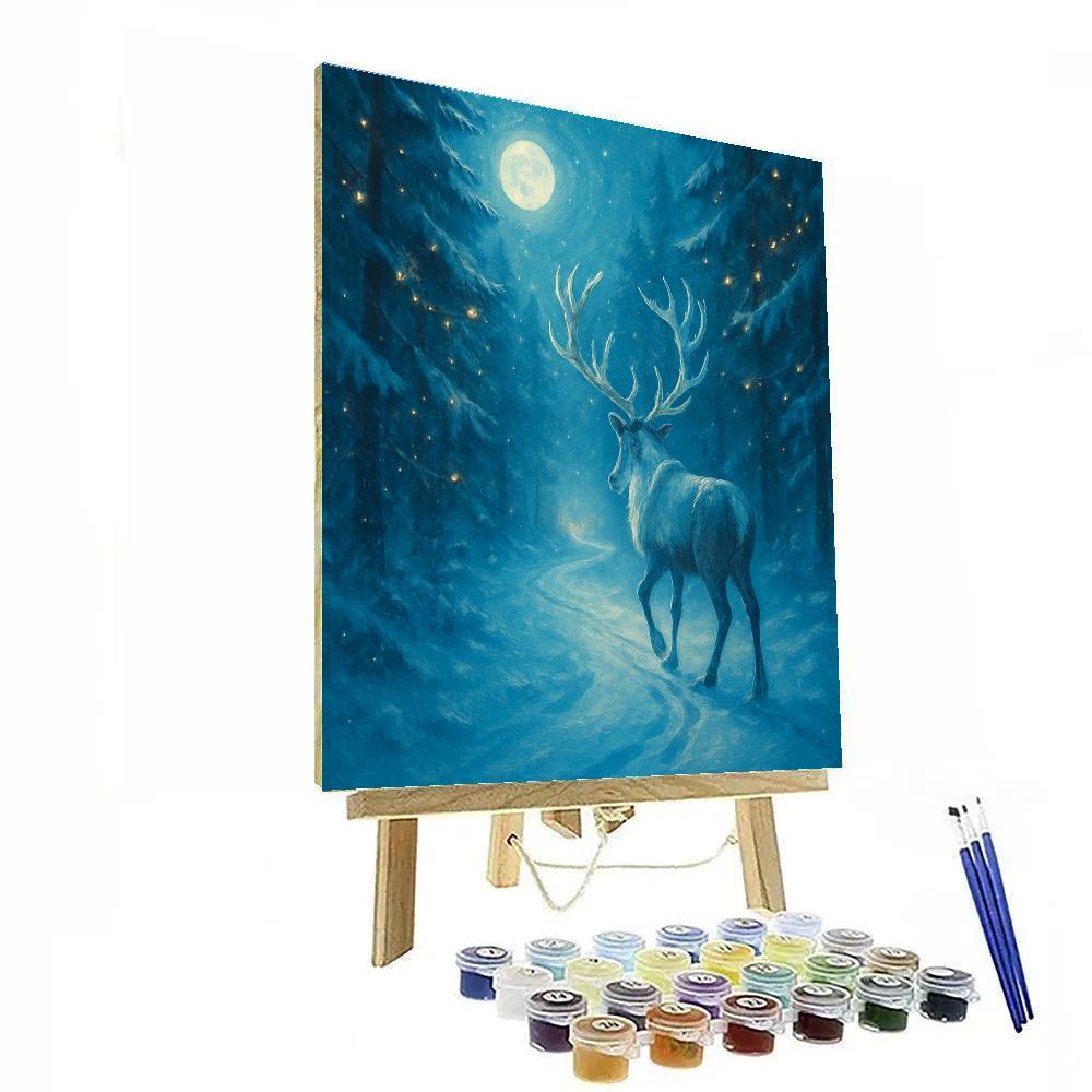 Enchanted Reindeer Forest Trail painting number kit