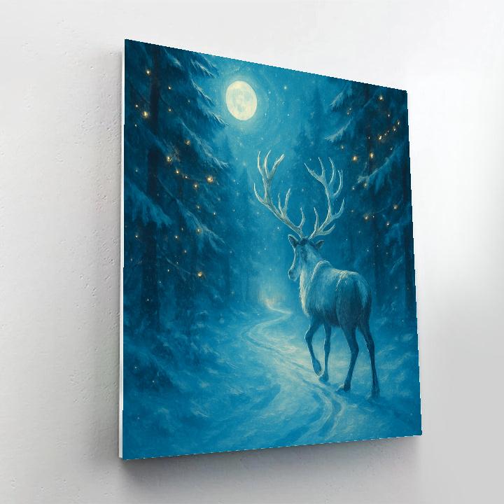 Enchanted Reindeer Forest Trail painting number kit