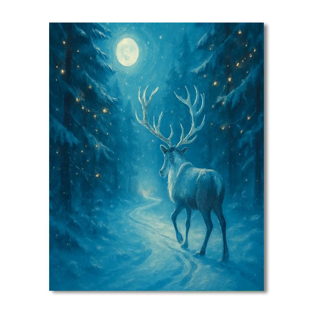 Enchanted Reindeer Forest Trail painting number kit