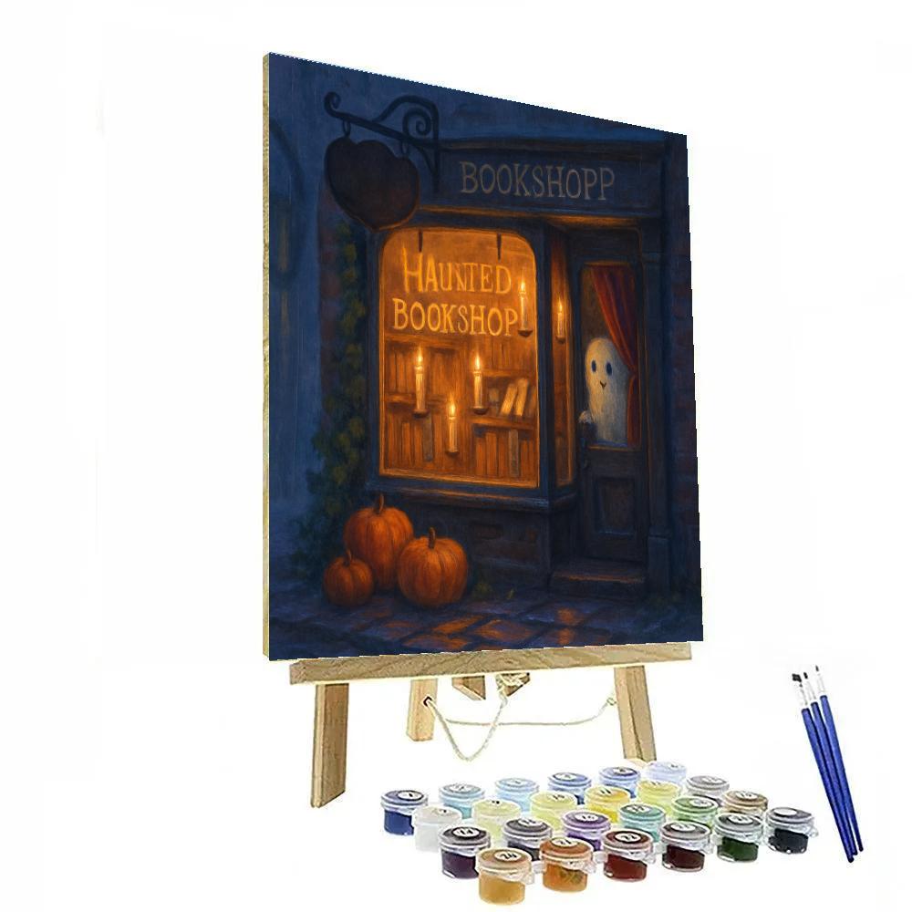 Haunted Bookshop Window With Floating Candles DIY paint by numbers