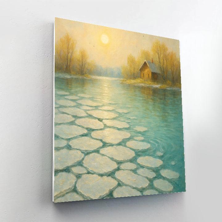 Spring Thaw Lake With Drifting Ice Petals paint by numbers