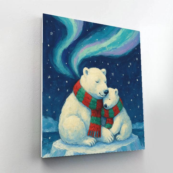 Polar Bears Under Aurora Garland paint by color