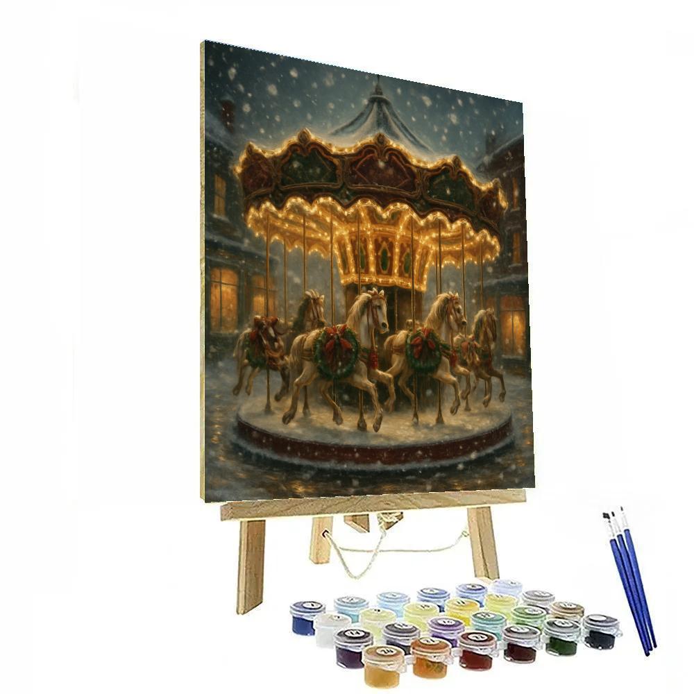Town Square Evergreen Carousel Painting by numbers kit