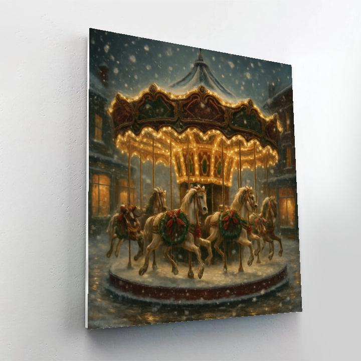Town Square Evergreen Carousel Painting by numbers kit
