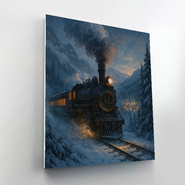Frosty Train To Winter Village Number painting