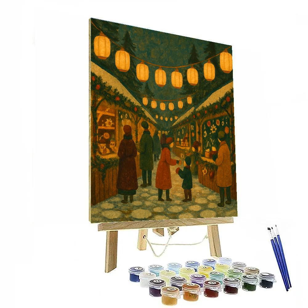 Christmas Market Under Paper Lanterns Numbered painting kits