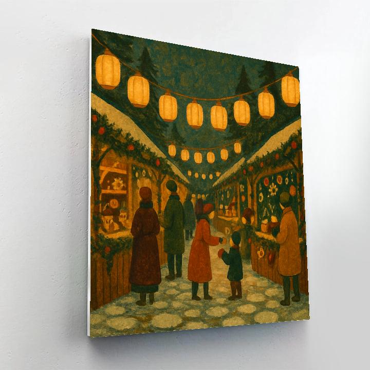 Christmas Market Under Paper Lanterns Numbered painting kits