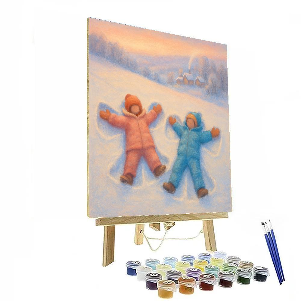 Snow Angel Children At Sunrise DIY paint by numbers