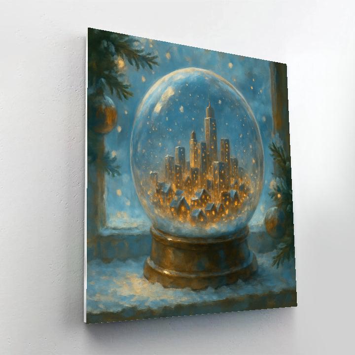 Snow Globe City Skyline Christmas painting number kit