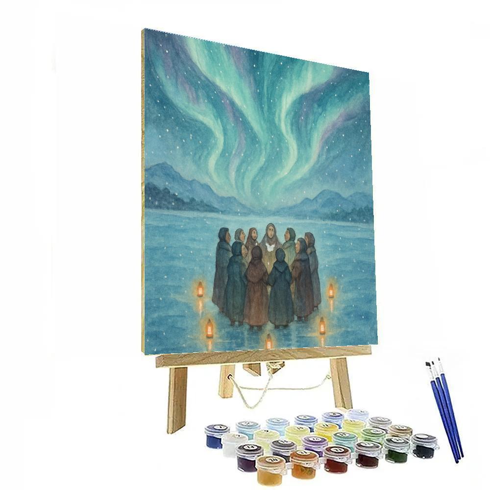 Aurora Choir On Frozen Lake paint by number