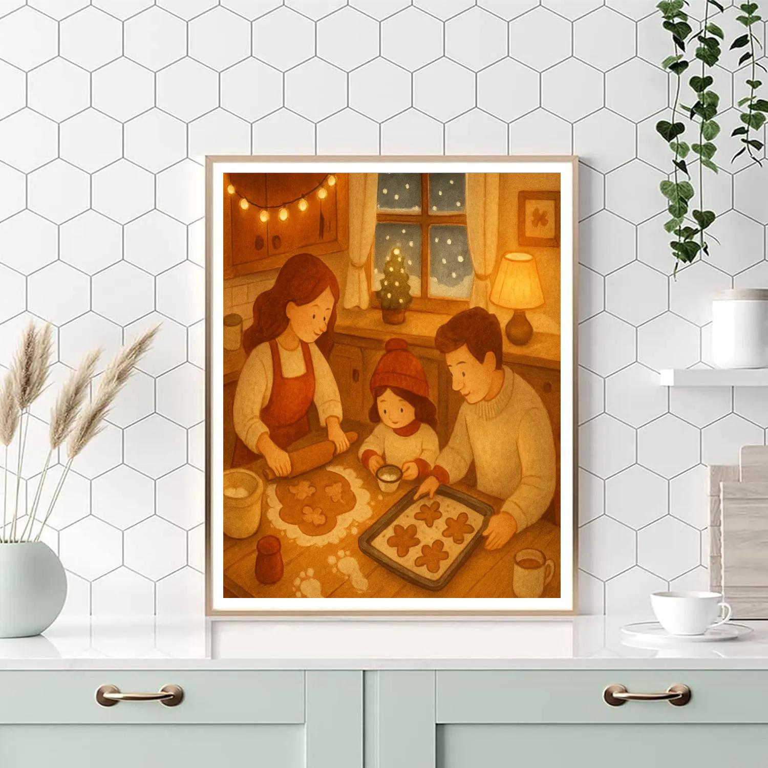 Holiday Baking Night In Warm Kitchen Numbered painting kits