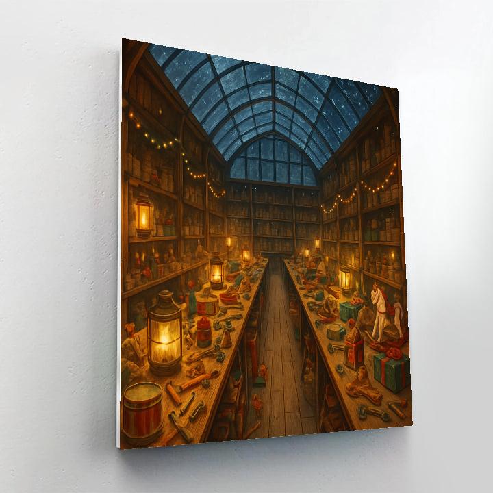 North Pole Workshop Skylight Glow paint by number