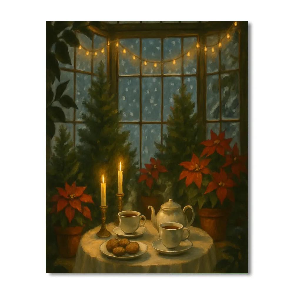 Midwinter Tea Party In Conservatory paint by numbers