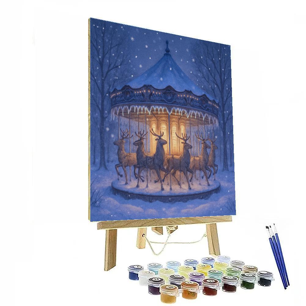 Reindeer Carousel In Frozen Park painting number kit